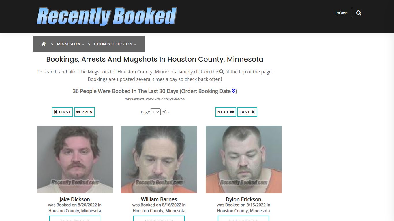 Bookings, Arrests and Mugshots in Houston County, Minnesota